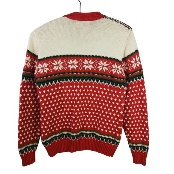 Lands End GIRLS SZ XL/16 100% Cotton Holiday Fair Isle Zip Front Sweater - Picture 4 of 5